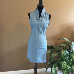 Mudpie Jean Dress with Ruffle Collar NWT